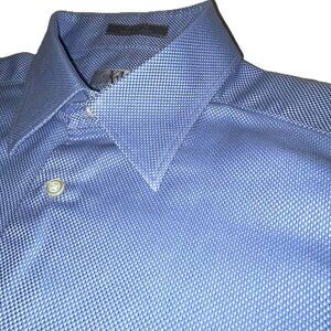 XMI Classic Blue and White Royal Oxford Dress Shirt French Cuff Cotton 16.5 x 34